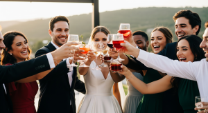 bride and groom celebrating their wedding